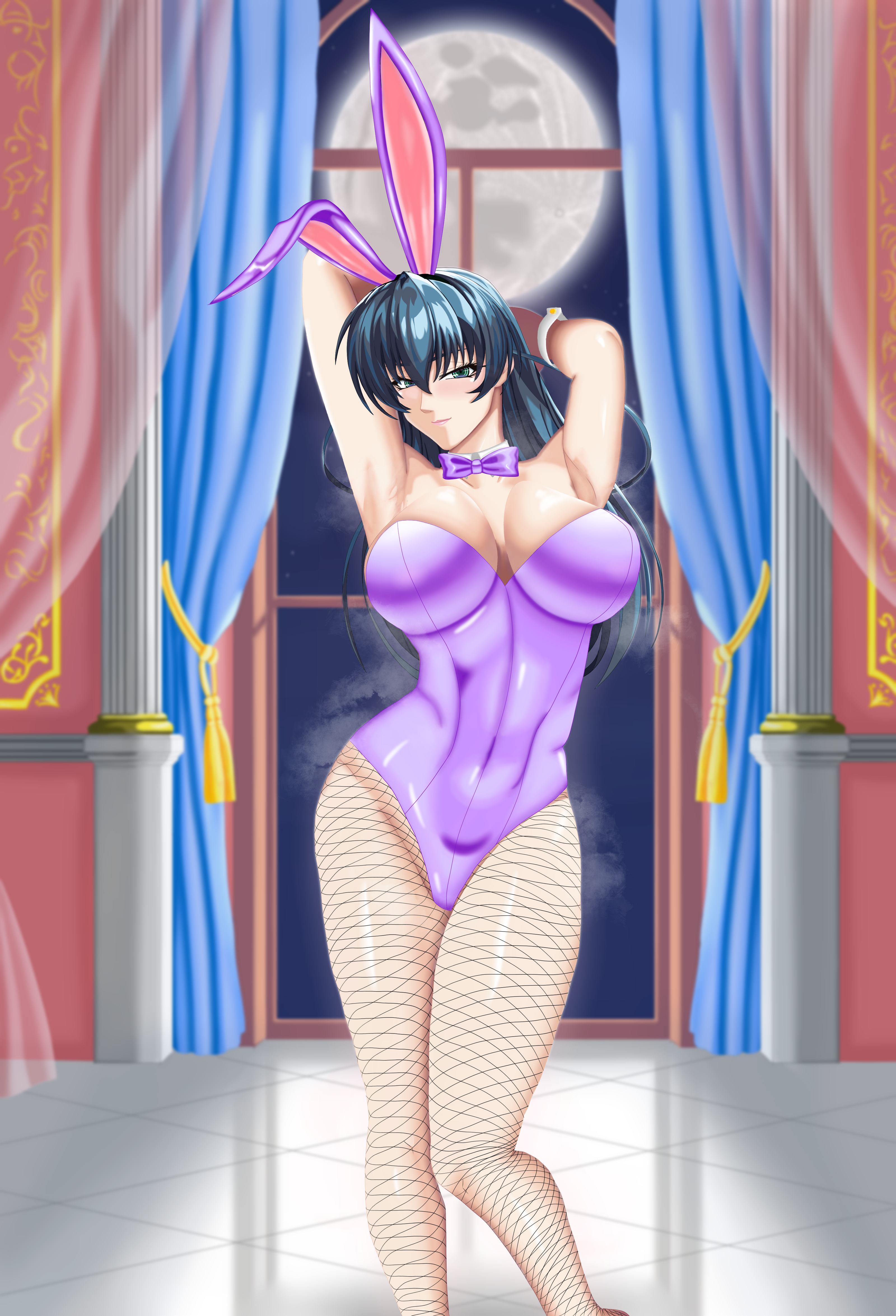 igawa asagi, taimanin (series), taimanin asagi, 1girl, blue hair, breasts, large breasts, long hair