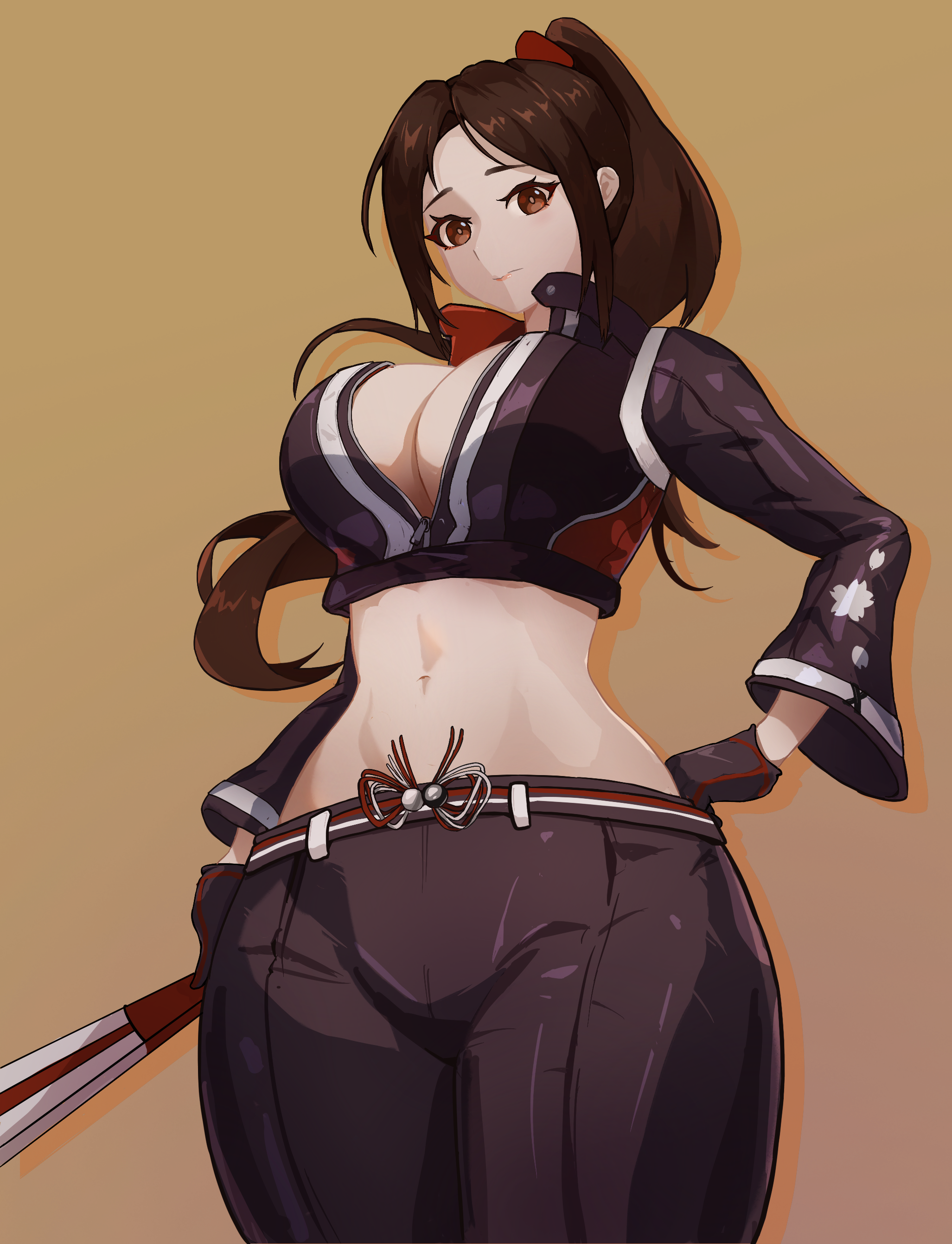 shiranui mai, fatal fury, fatal fury: city of the wolves, 1girl, breasts, large breasts, long hair