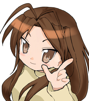 chikuwa coffee, narusegawa naru, love hina, lucky star, bad id, bad pixiv id, lowres, antenna hair, brown eyes, brown hair, long hair, parody, solo, tsurime