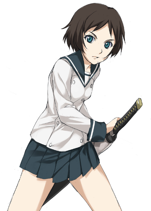 mizuki makoto, tsuchimiya kagura, ga-rei, ga-rei zero, 00s, school uniform, solo, sword, weapon