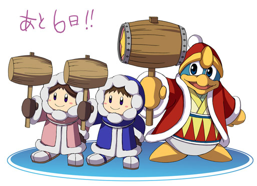 ice climbers, king dedede, nana (ice climber), popo (ice climber), ice climber, kirby (series), nintendo, super smash bros., blue eyes, gloves, hammer, hat, hood, smile