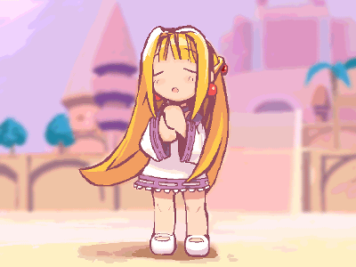 cherie espoir, marl kingdom, nippon ichi, puppet princess (marl kingdom), lowres, 1girl, blonde hair, castle, closed eyes, dress, female focus, long hair, shoes, solo