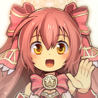 rakisuke, stella lore, emil chronicle online, lowres, 1girl, bare shoulders, bow, bowtie, halo, jacket, open mouth, pink hair, pink ribbon, portrait, red shirt, ribbon, shirt, sleeveless, sleeveless shirt, solo, white background, white jacket, yellow eyes