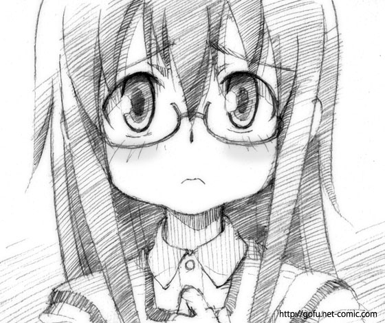 gofu, hidaka megumi, kyou no go no ni, traditional media, 00s, greyscale, monochrome, sketch, solo