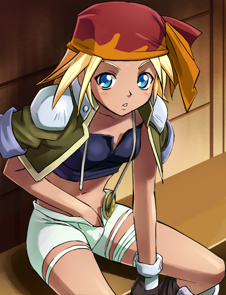 haruyama kazunori, puria richardson, gaiking, gaiking: legend of daikuu maryuu, toei company, 00s, 1970s (style), blonde hair, hand in panties, hand under clothes, oldschool, panties, retro artstyle, solo, underwear