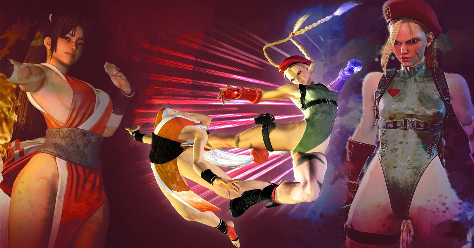 cammy white, shiranui mai, street fighter, street fighter 6, highres, non-web source, fighting, vs