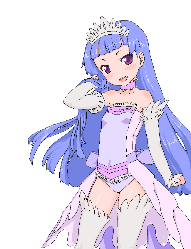 ronsu, nagi, kannagi, 00s, blue hair, blunt bangs, dress, long hair, purple eyes, solo, thighhighs