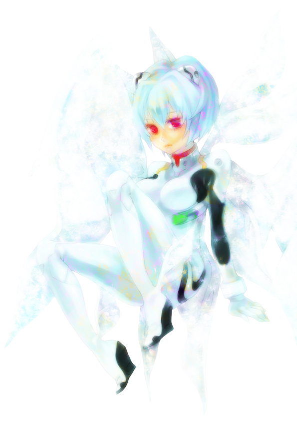ayanami rei, neon genesis evangelion, tagme, blue hair, mecha pilot suit, plugsuit (evangelion), red eyes, short hair, solo