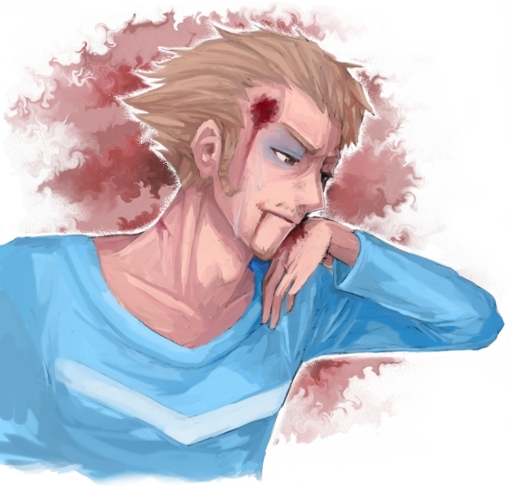 duster (mother), mother (series), mother 3, nintendo, beard, blood, brown eyes, brown hair, bruise, facial hair, injury, male focus, mustache