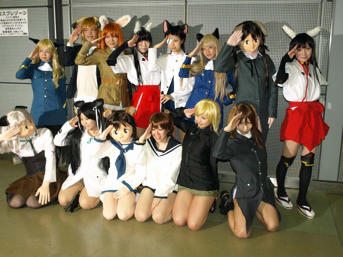 strike witches, strike witches: suomus misfits squadron, world witches series, cosplay photo, photo (medium), 6+girls, animal ears, asian, cosplay, everyone, kigurumi, multiple girls, pantyhose, rabbit girl, what, zentai