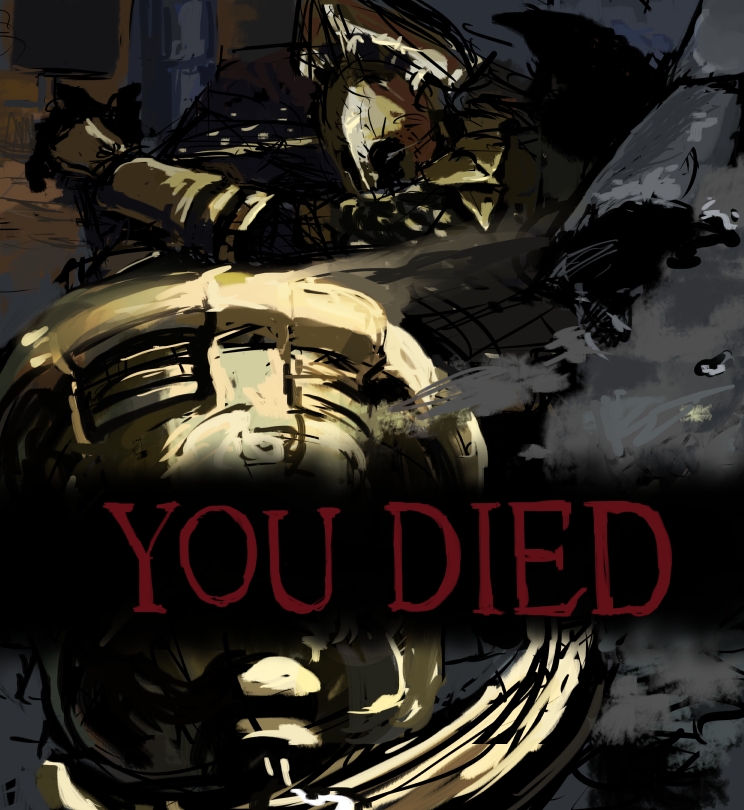norihiro (tsu-mukimuki), velstadt the royal aegis, dark souls (series), dark souls ii, commentary request, 1boy, armor, club (weapon), gauntlets, helm, helmet, male focus, pauldrons, shoulder armor, solo, weapon, you died