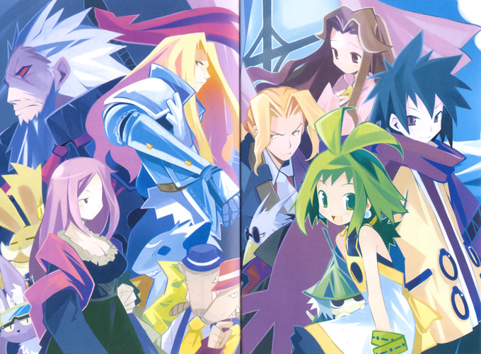 ash (phantom brave), castille, castille (phantom brave), marona (phantom brave), raphael (phantom brave), sienna (phantom brave), sprout (phantom brave), walnut (character), walnut (phantom brave), nippon ichi, phantom brave, 3girls, 4boys, cauldron (phantom brave), count malt carmine, hogg, mocha (phantom brave), multiple boys, multiple girls, murasaki (phantom brave), persimmon (phantom brave), raphael the invincible, ringmaster hamm, scarlet the brave, sprout