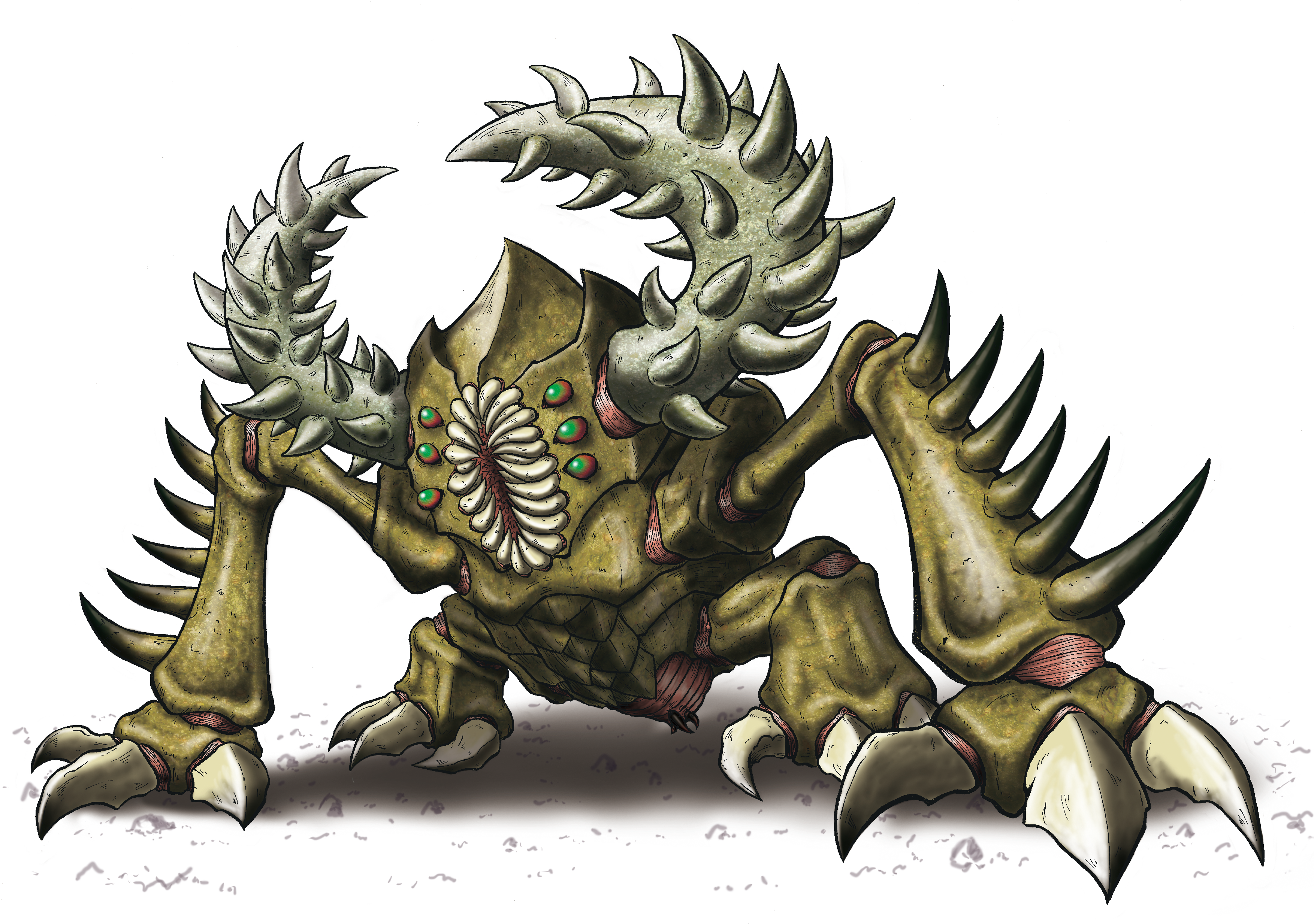 pinsir, nintendo, pokemon, absurdres, highres, bug, full body, gen 1 pokemon, green eyes, no humans, numonchuga, pokemon (creature), white background