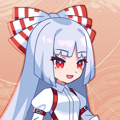 fujiwara no mokou, touhou, lowres, bow, large bow, long hair, red eyes, shirt, simple background, smile, striped bow, suspenders, upper body, white shirt