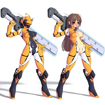 phantasy star, phantasy star online, sega, lowres, tagme, breasts, chainsaw, hunter, nipples, skin tight