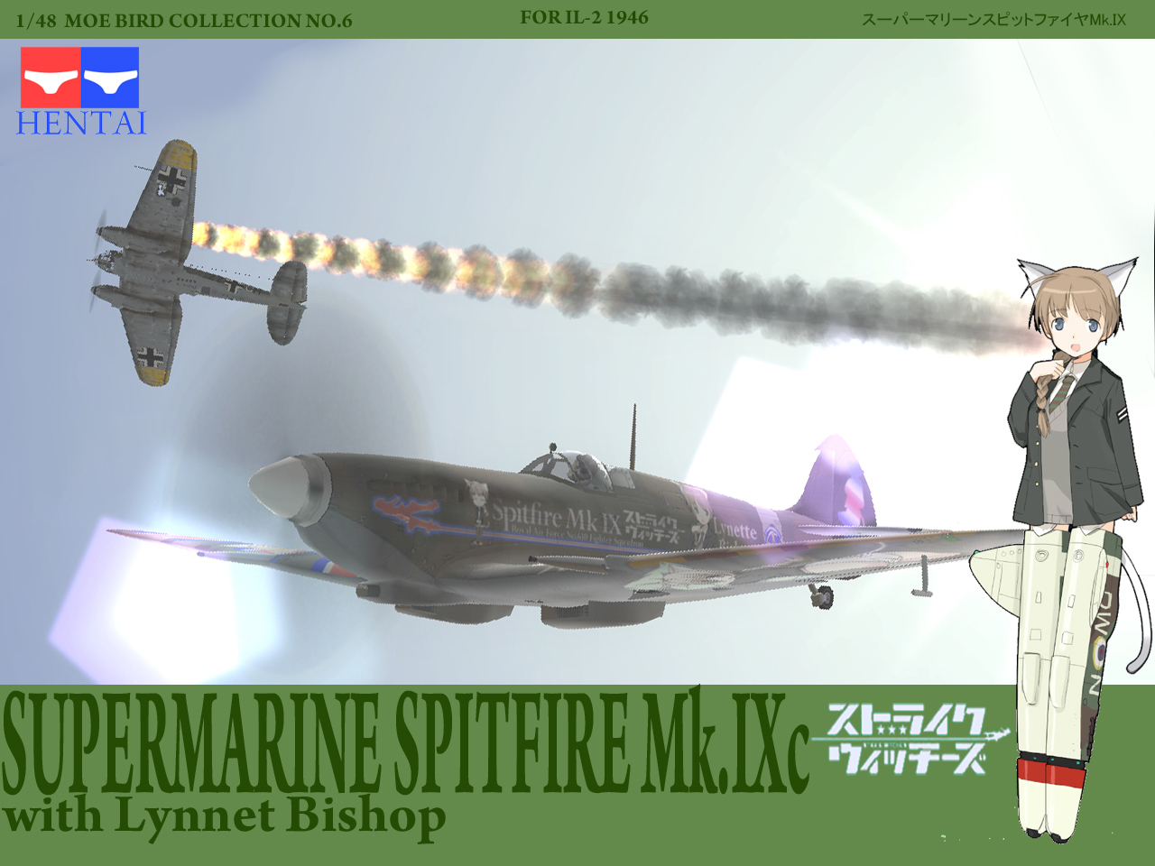 lynette bishop, strike witches, world witches series, 00s, 1girl, 3d, aircraft, airplane, animal ears, female focus, solo, vehicle focus