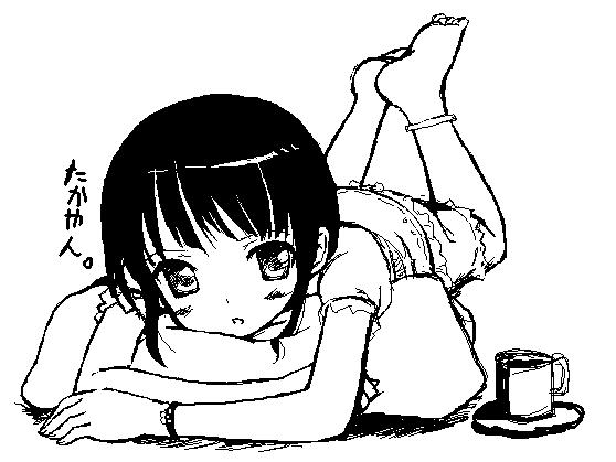 takayaki, barefoot, blush, cup, feet, greyscale, hugging object, lying, monochrome, oekaki, pillow, pillow hug, solo