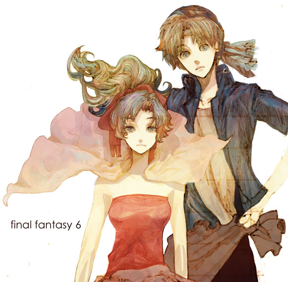 okazaki oka, locke cole, tina branford, final fantasy, final fantasy vi, bad id, bad pixiv id, 1990s (style), 1boy, 1girl, copyright name