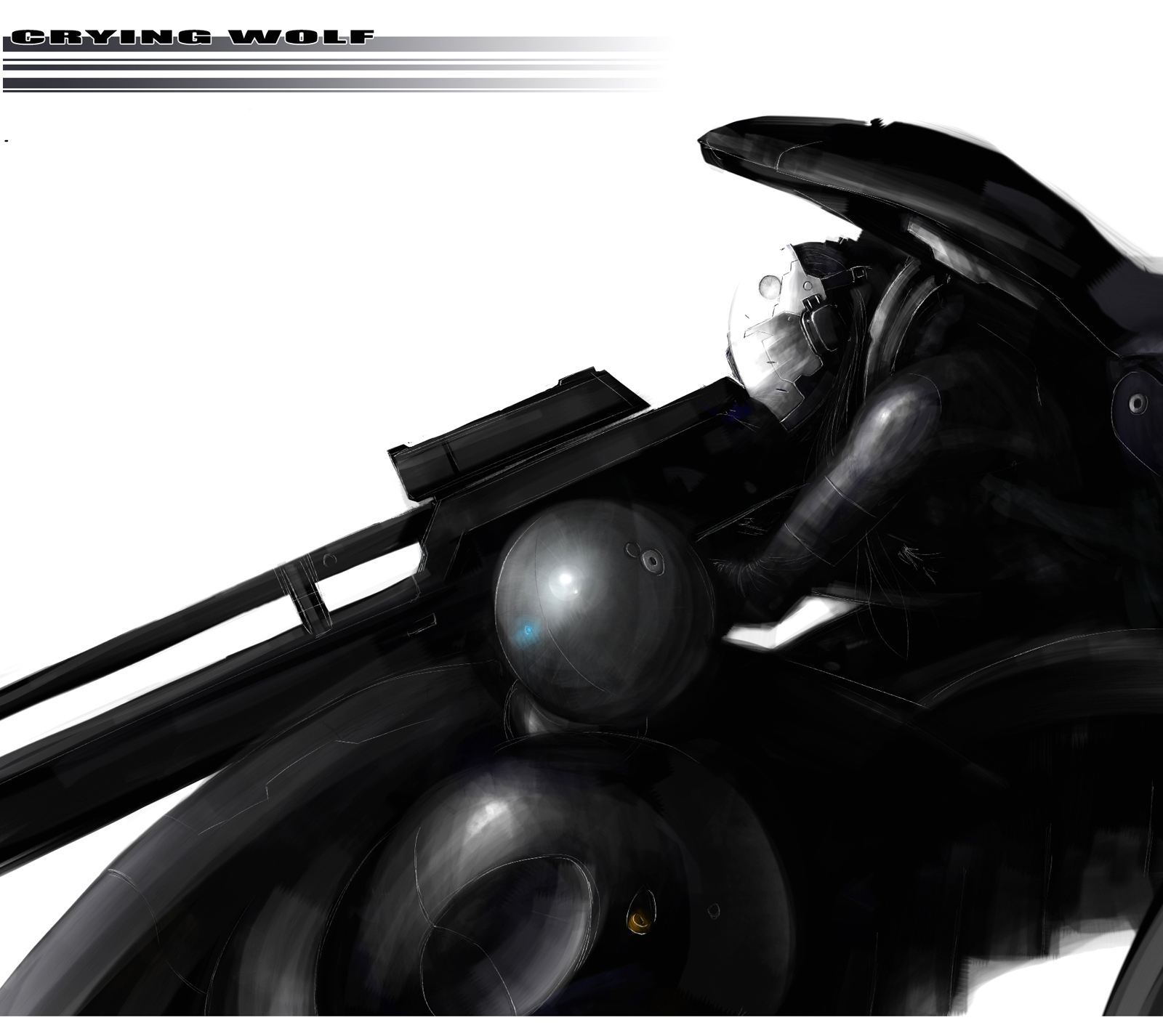 misawa kei, crying wolf, konami, metal gear (series), metal gear solid, metal gear solid 4: guns of the patriots, bad id, bad pixiv id, highres, 1girl, anti-materiel rifle, cannon, female focus, gun, latex, magnetic weapon, power suit, railgun, rifle, rubber, sniper rifle, solo, weapon