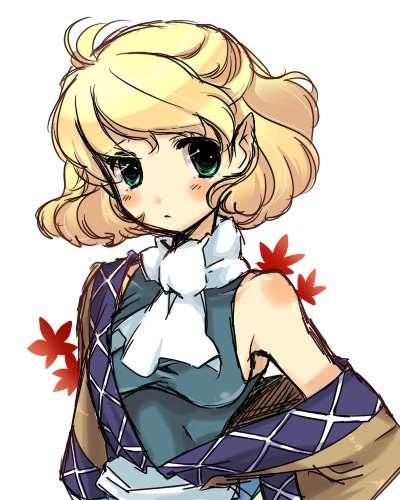 chigo, mizuhashi parsee, touhou, lowres, 1girl, armpits, bare shoulders, female focus, half updo, open clothes, sketch, sleeveless, solo