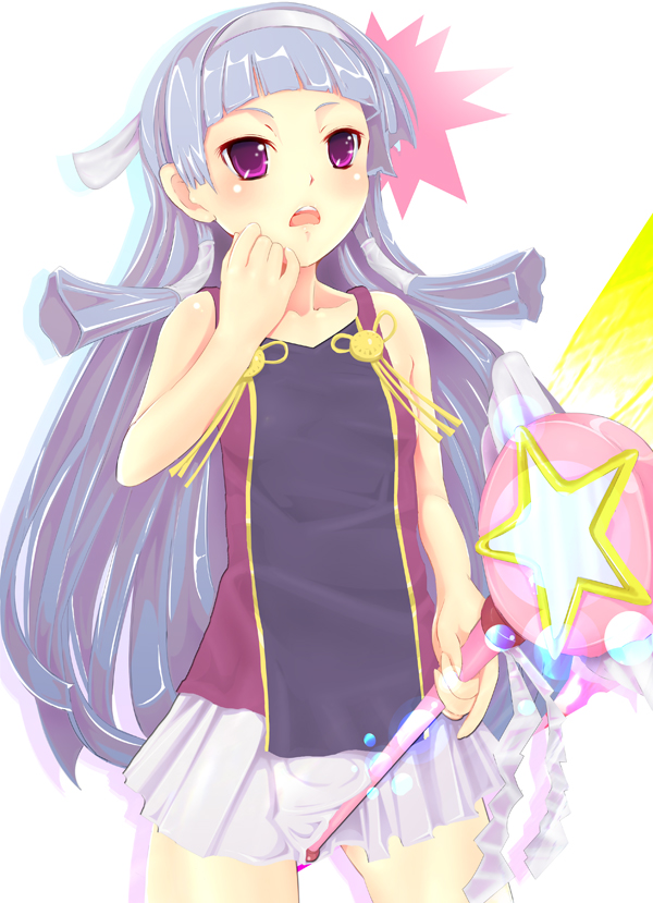 teruru, nagi, kannagi, bad id, bad pixiv id, 00s, 1girl, blunt bangs, female focus, hair tubes, long hair, solo, wand