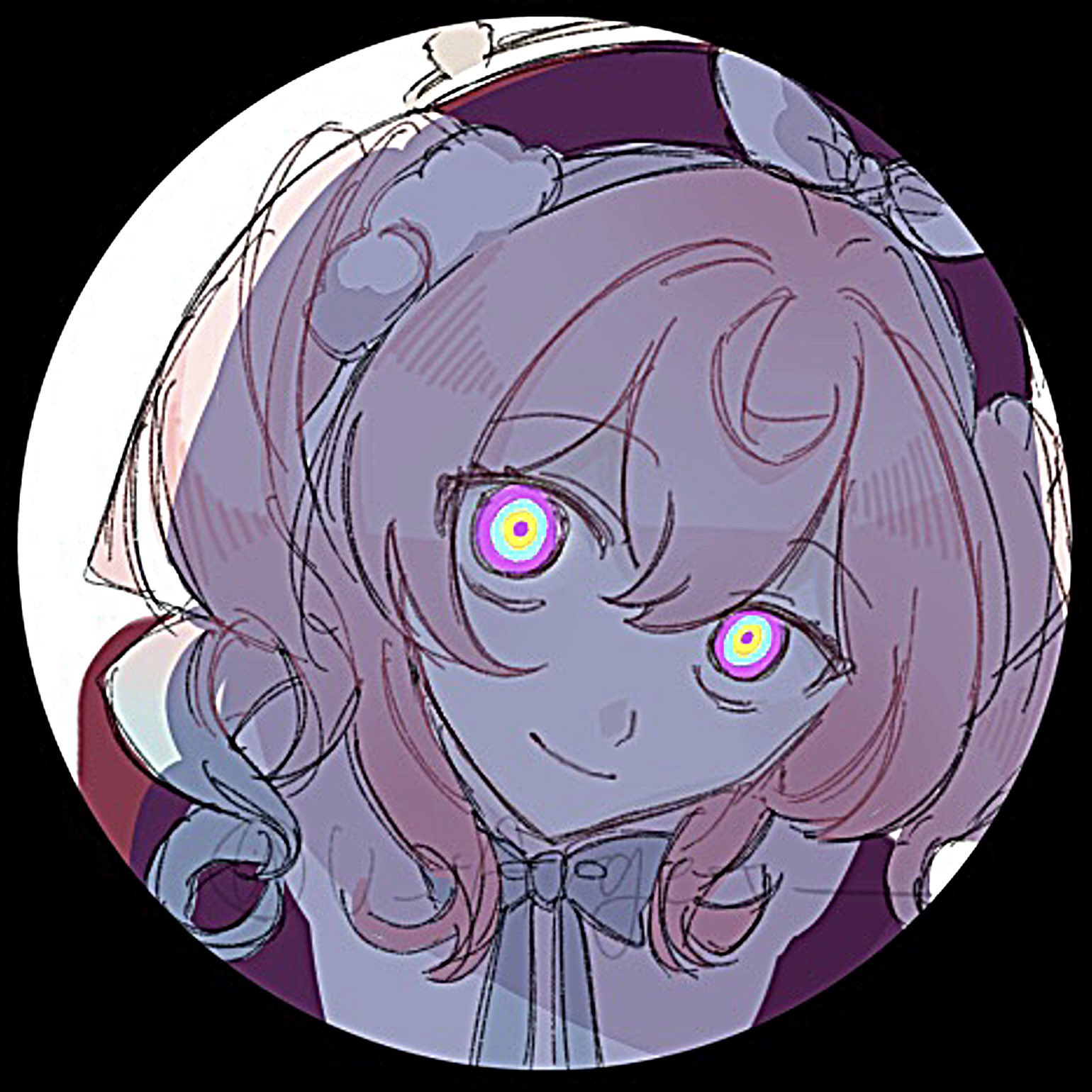 hyacine (honkai: star rail), honkai: star rail, honkai (series), highres, 1girl, alternate eye color, aqua bow, aqua bowtie, aqua eyes, aqua hair, aquila (honkai: star rail), beret, bow, bowtie, dress, drill hair, hair between eyes, hat, long hair, looking at viewer, multicolored eyes, multicolored hair, pink hair, red dress, red hat, ringed eyes, simple background, solo, twin drills, two-tone hair, u target, upper body