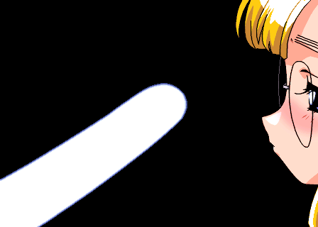 karin (viper), viper (series), viper v16, animated, animated gif, game cg, lowres, 1girl, blinking, blonde hair, blue eyes, blush, bow, braid, censored, choker, closed eyes, fellatio, glasses, licking, long hair, oral, penis, ribbon, solo focus, sweat, tears, tongue, topless female, twin braids