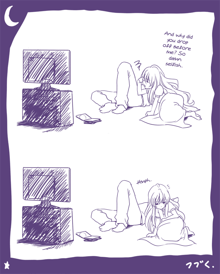 marumi, aisaka taiga, takasu ryuuji, toradora!, duplicate, hard-translated, third-party edit, translated, 00s, 1boy, 1girl, english text, monochrome, purple theme, sketch