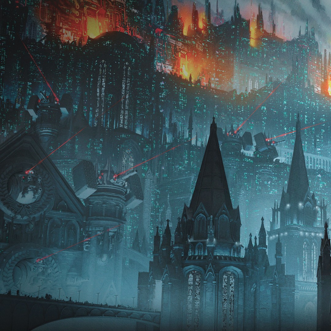artofneilroberts, warhammer 40k, commentary, english commentary, making-of available, official art, architecture, outdoors