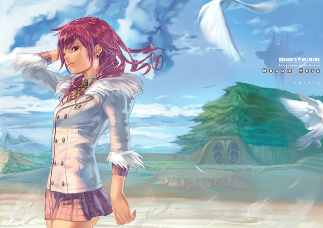 krenz, original, bad id, bad pixiv id, 1girl, earrings, female focus, jewelry, long hair, red eyes, red hair, solo