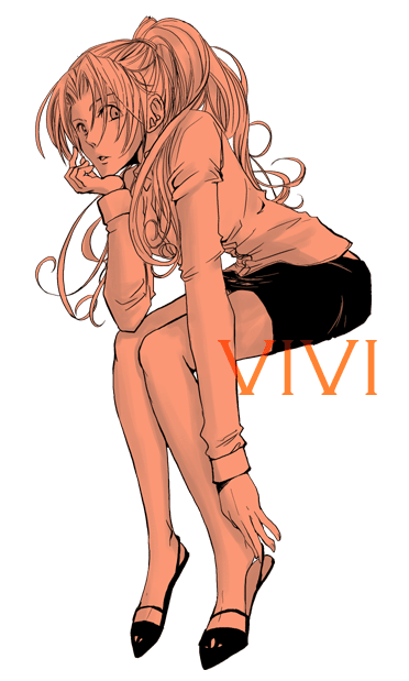 nefertari vivi, one piece, 1girl, character name, female focus, long hair, long sleeves, monochrome, pencil skirt, ponytail, simple background, sitting, skirt, solo, white background