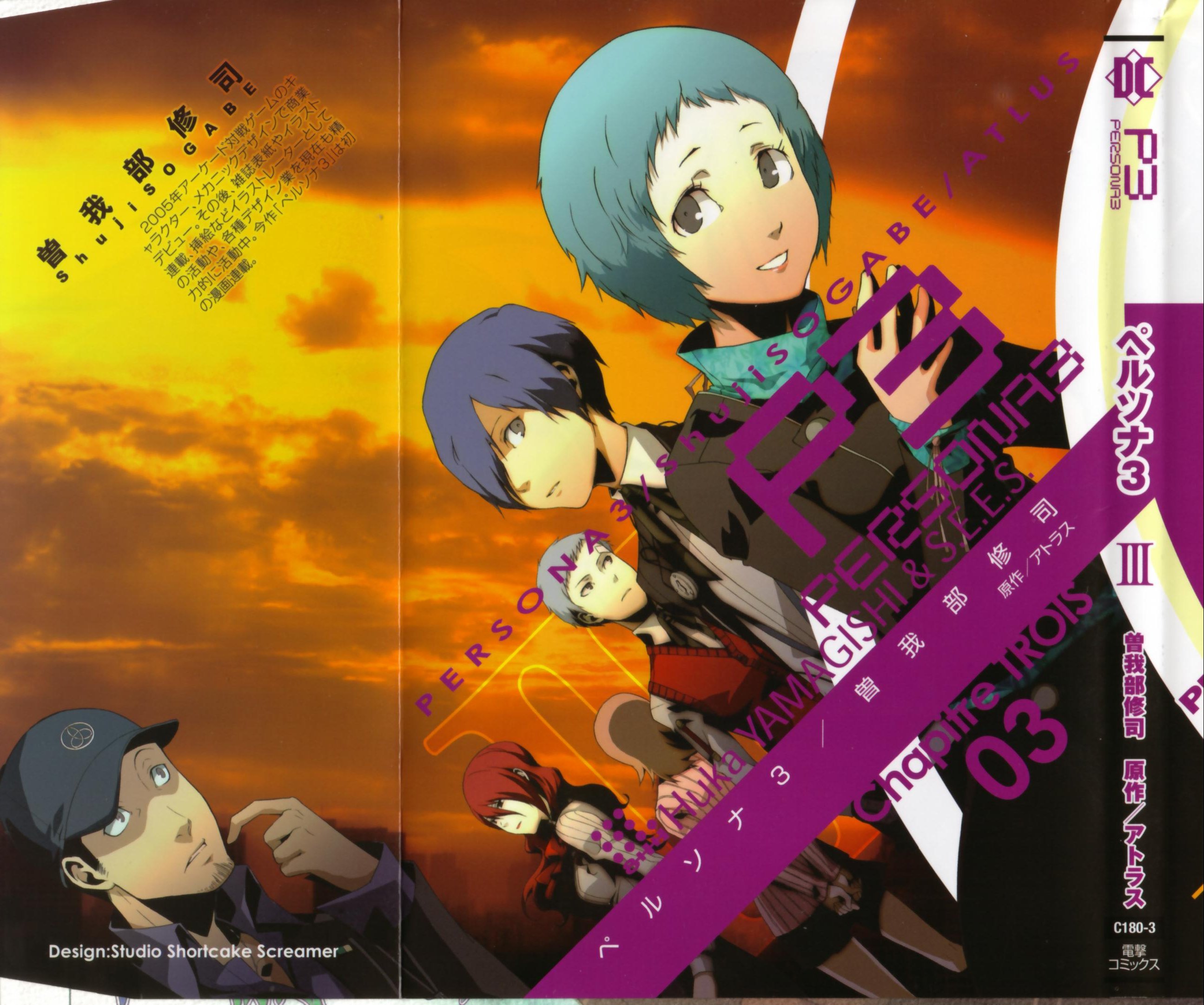 sogabe shuuji, iori junpei, kirijou mitsuru, sanada akihiko, takeba yukari, yamagishi fuuka, yuuki makoto (persona 3), atlus, persona, persona 3, highres, scan, 3boys, 3girls, brown eyes, hat, long hair, multiple boys, multiple girls, school uniform, smile