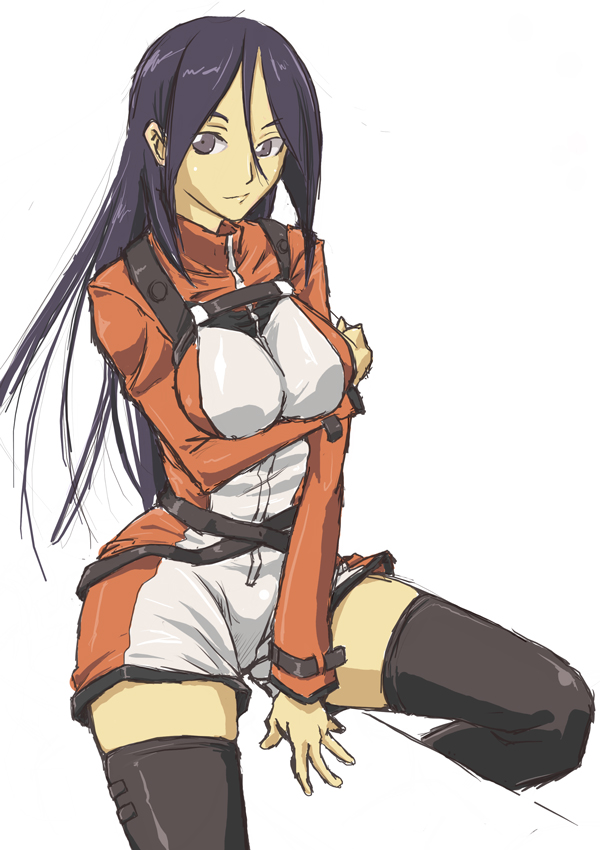 kasuga natsuki, ga-rei, ga-rei zero, 00s, long hair, sketch, solo, thighhighs