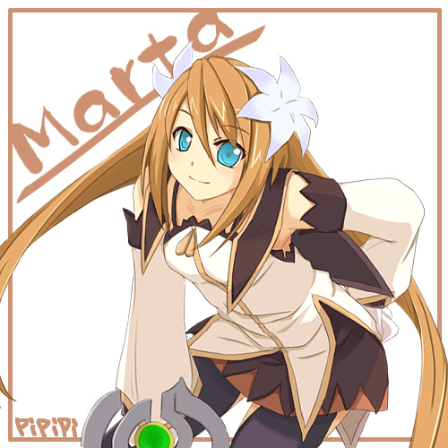 fukakiri hanebito, marta lualdi, tales of (series), tales of symphonia, tales of symphonia: dawn of the new world, lowres, 00s, blue eyes, character name, detached sleeves, flower, long hair, solo