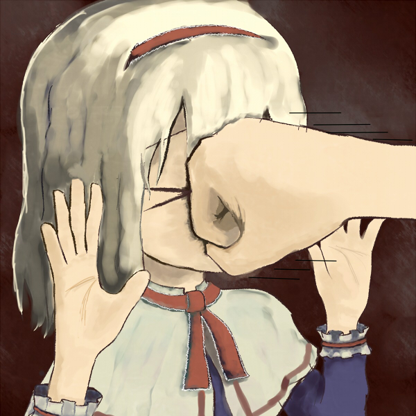 kyono, alice margatroid, touhou, bad id, bad pixiv id, > <, 1girl, blonde hair, closed eyes, face punch, female focus, hairband, in the face, meme, punching, solo