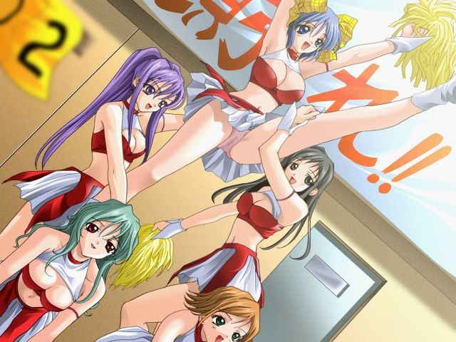 5girls, armpits, breasts, cheerleader, cleavage, multiple girls, panties, pom pom (cheerleading), underwear