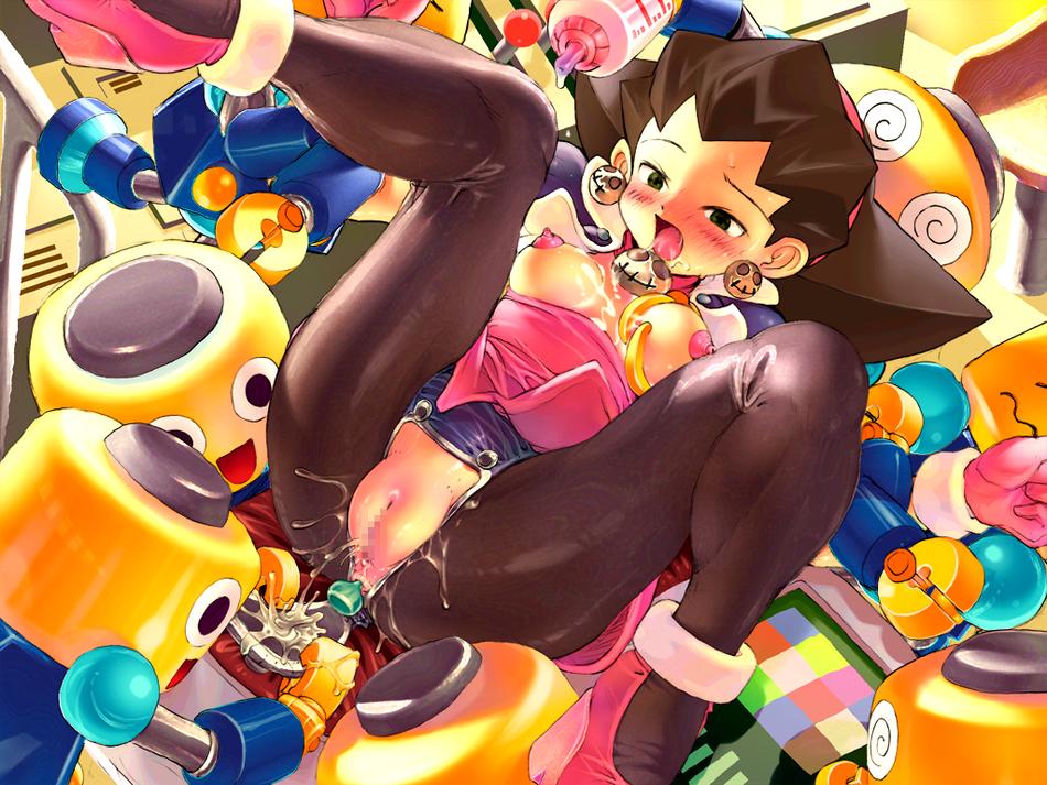 tron bonne (mega man), capcom, mega man (series), mega man legends (series), tagme, breasts, censored, cleft of venus, nipples, pussy, pussy juice