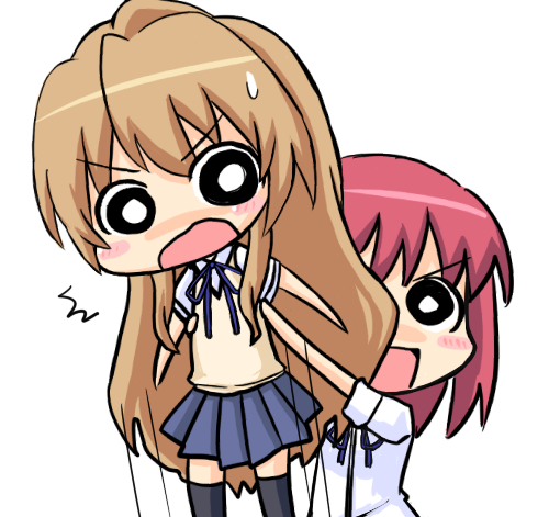 nekoyama, aisaka taiga, kushieda minori, toradora!, bad id, bad pixiv id, lowres, 00s, chibi, thighhighs