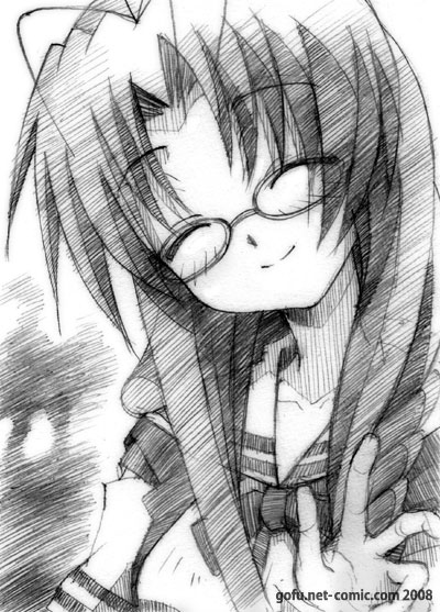 gofu, furukawa sanae, clannad, traditional media, 00s, greyscale, monochrome, sketch, solo