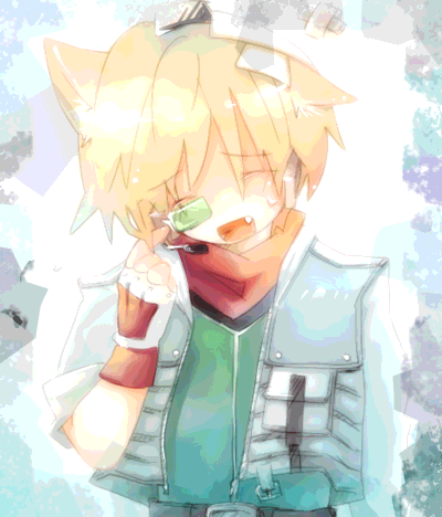 fox mccloud, nintendo, star fox, lowres, animal ears, fang, gloves, head-mounted display, headset, personification, scarf, smile, solo