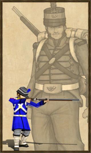 bad tag, uniform, 1boy, 3d, backpack, bag, belt, black border, border, cau00e7ador, gun, hat, male focus, military, monochrome, portugal, rifle, shako cap, sketch, solo, weapon