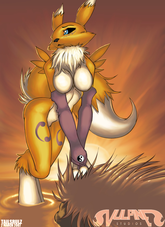 tailsrulz, renamon, deviantart, digimon, blue eyes, furry, gloves, tail