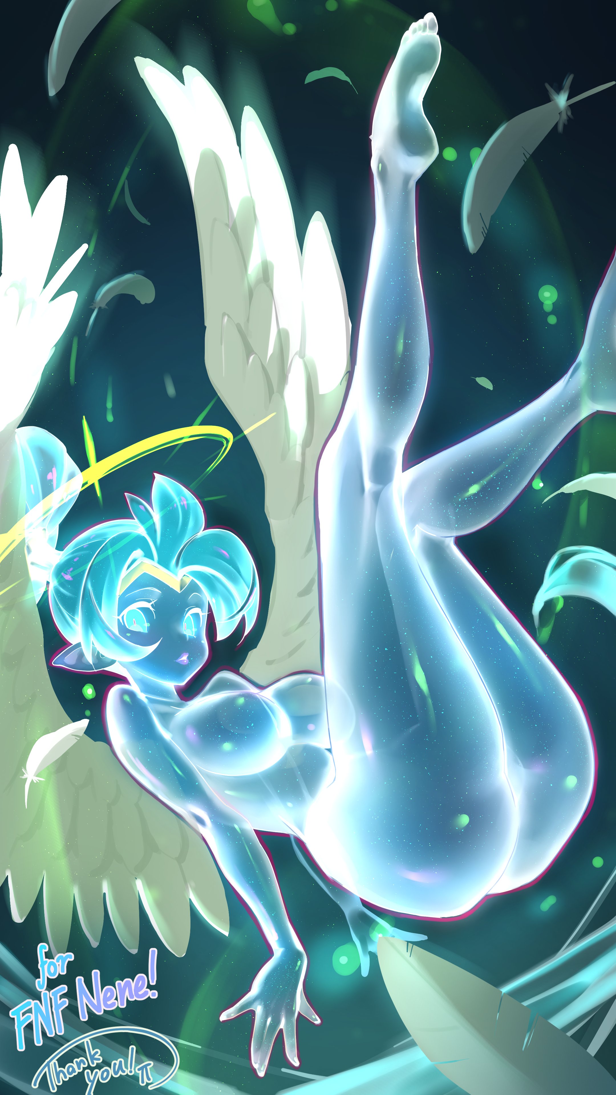 life is pi, shantae, shantae (series), 1girl, angel wings, breasts, large breasts, pointy ears, wings