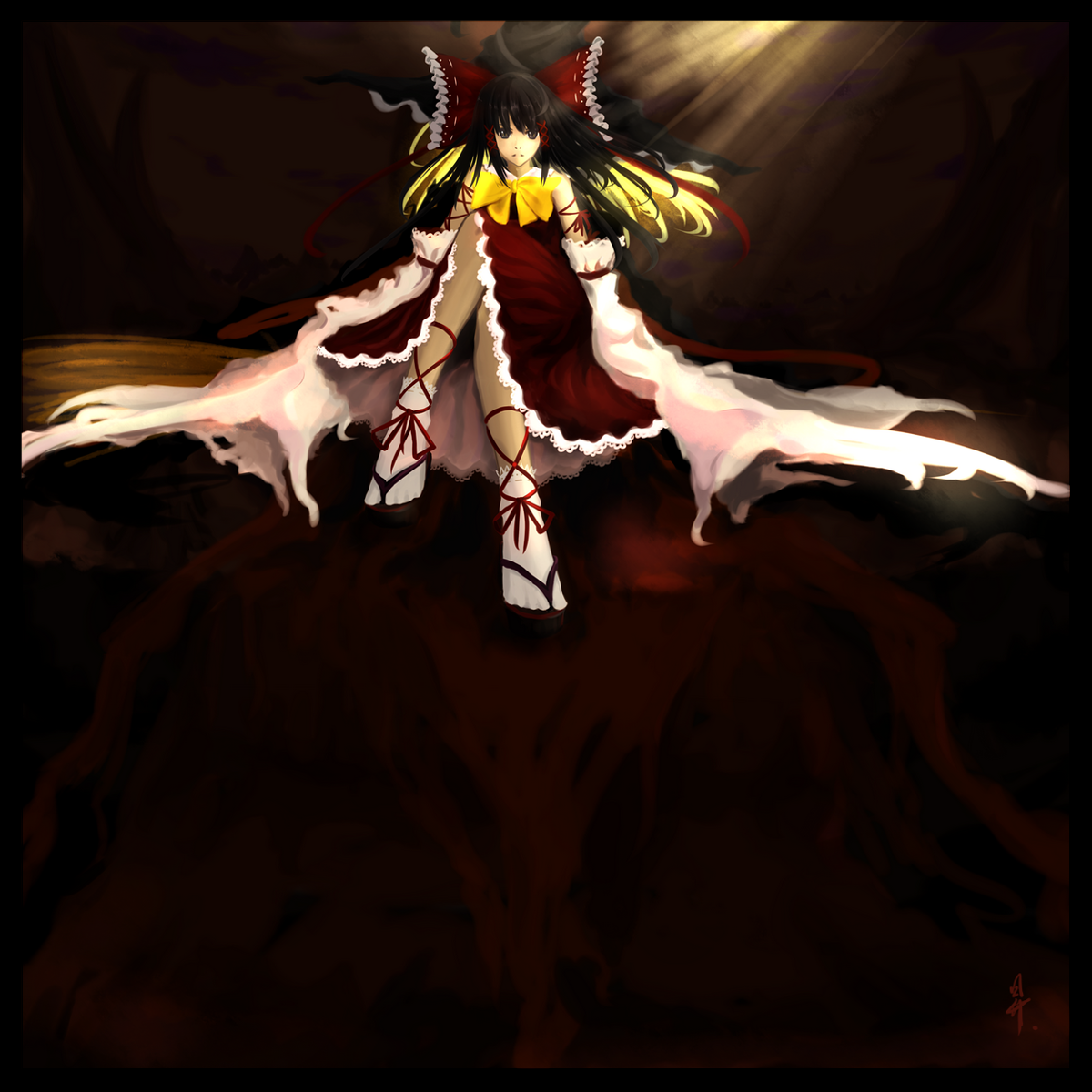 illusionk, hakurei reimu, kirisame marisa, touhou, highres, 2girls, back-to-back, blonde hair, feet, female focus, multiple girls, sandals, tabi, zouri