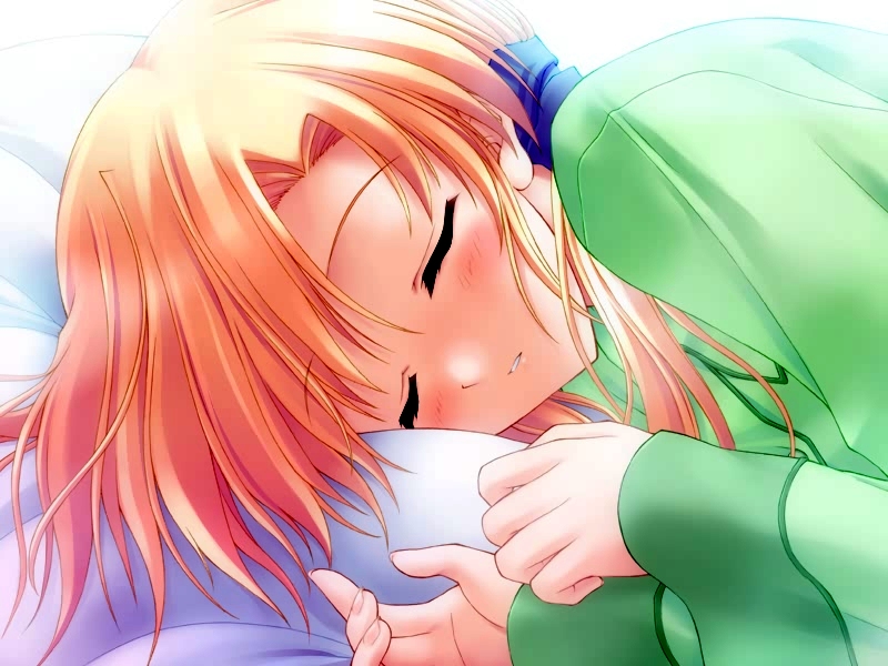 nanao naru, housen elis, canvas (cocktail soft), canvas 2, game cg, source request, 00s, 1girl, blush, closed eyes, female focus, red hair, sleeping, solo
