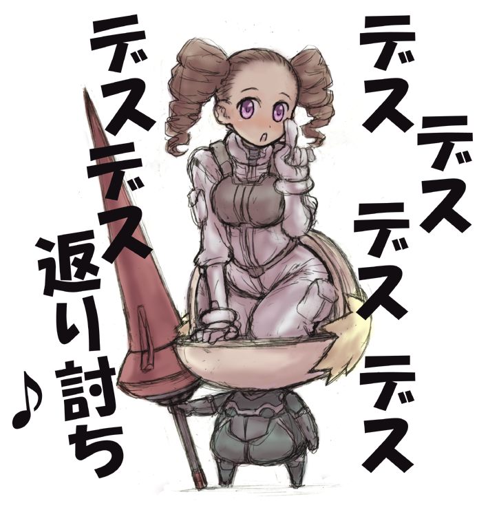 aizawa yoshihiko, louise halevy, mileina vashti, gundam, gundam 00, kemeko deluxe, translation request, 00s, 1girl, comic, crossover, musical note, parody, quaver, simple background, thighhighs, white background