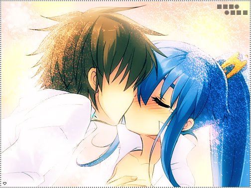 tsuwabuki masaharu, yuuki nona, nanatsuiro drops, 00s, blue hair, blush, brown hair, closed eyes, kiss, ponytail, tears
