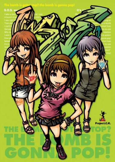 project.c.k., asahina mikuru, nagato yuki, suzumiya haruhi, suzumiya haruhi no yuuutsu, 00s, casual, middle finger, ribbon, sandals, tattoo, tongue