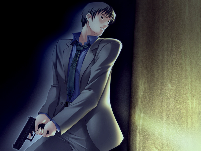 sasaki tamaru, dancing crazies, 1boy, glock, gun, handgun, male focus, pistol, semi-automatic pistol, solo, weapon