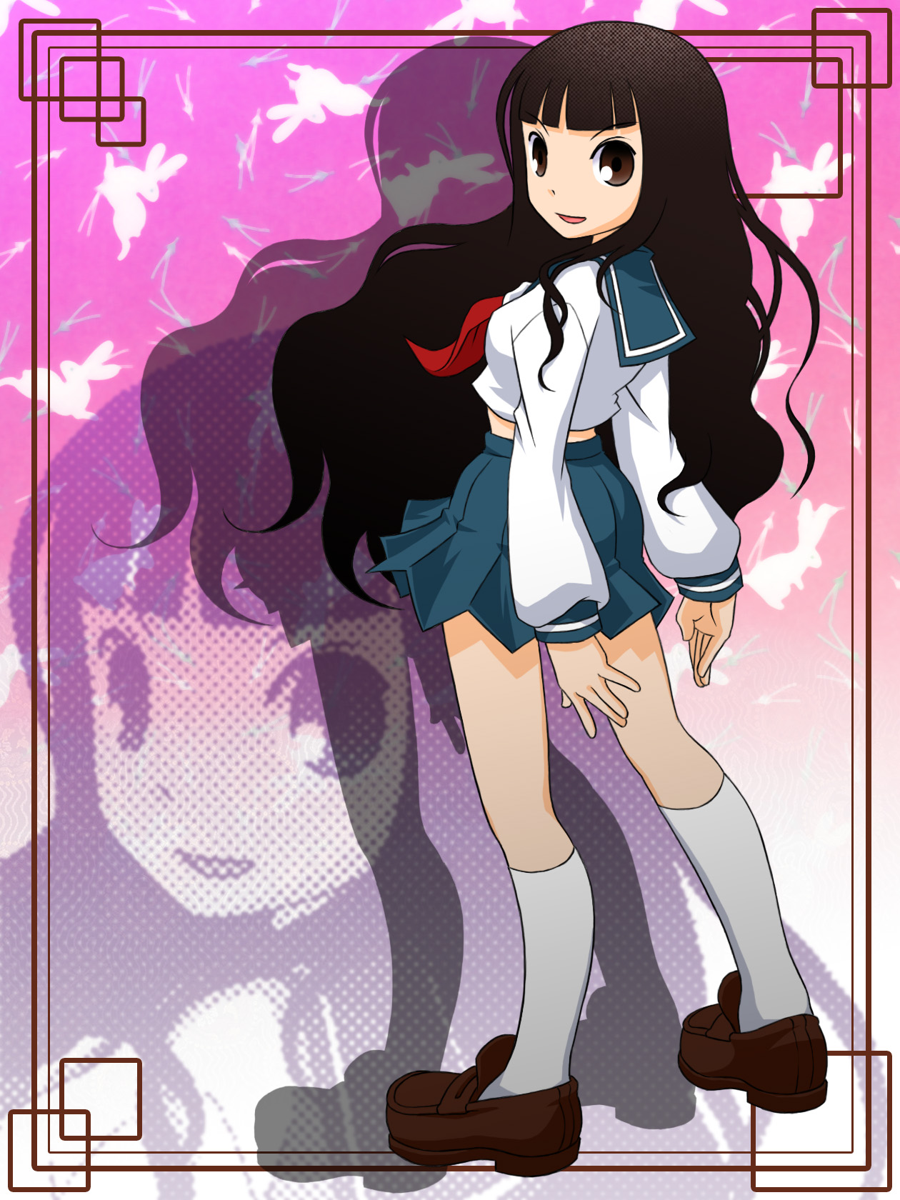 makkusu (pixiv), itoshiki rin, sayonara zetsubou sensei, uniform, highres, 00s, long hair, solo